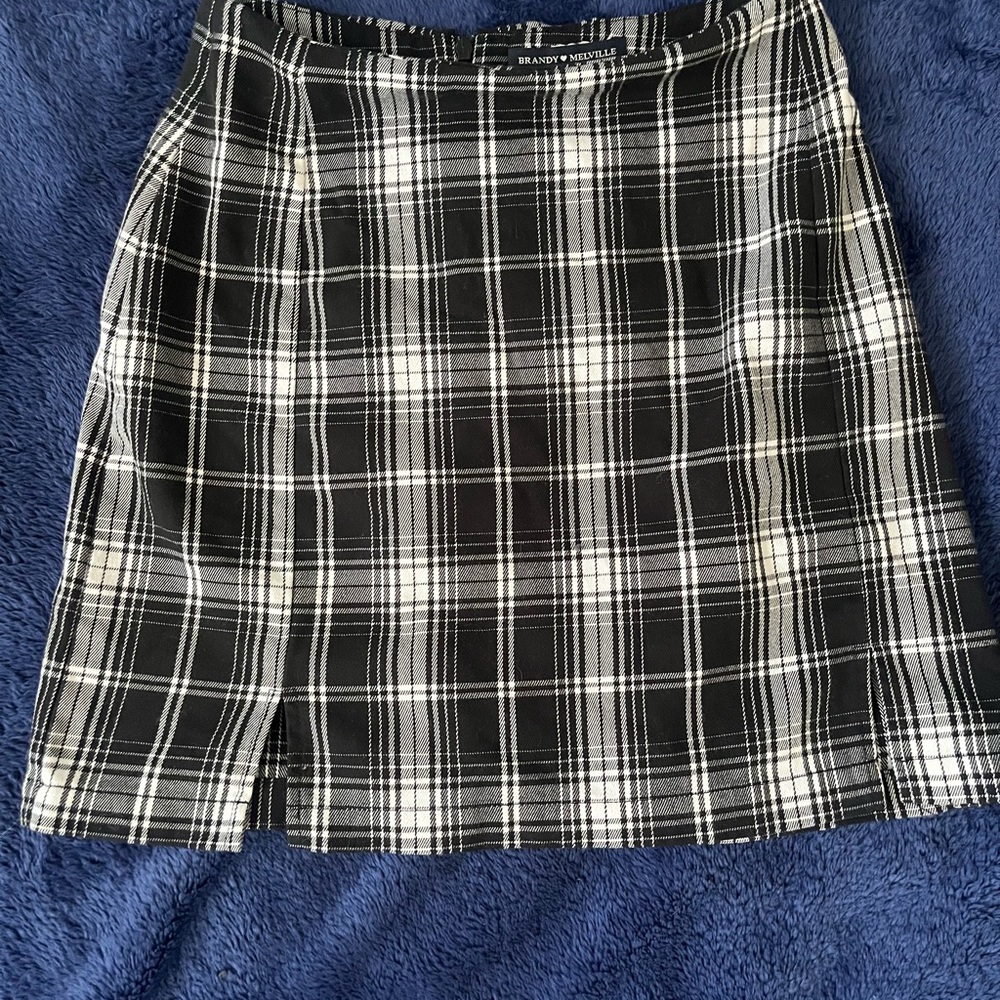Brandy Melville Black and White Plaid Midi Skirt